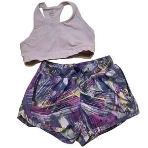 Athleta Girl Outfit sz XL (14) Purple Print Matching Set